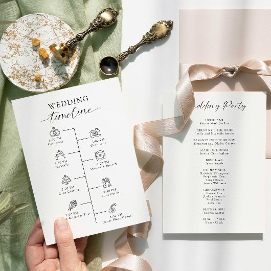 Wedding Timeline Program Elegant Minimalistisch Ee Programmakaart
