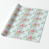Wedding toevoegen Namen Floral Waterverf Roll van Cadeaupapier (Uitgerold)