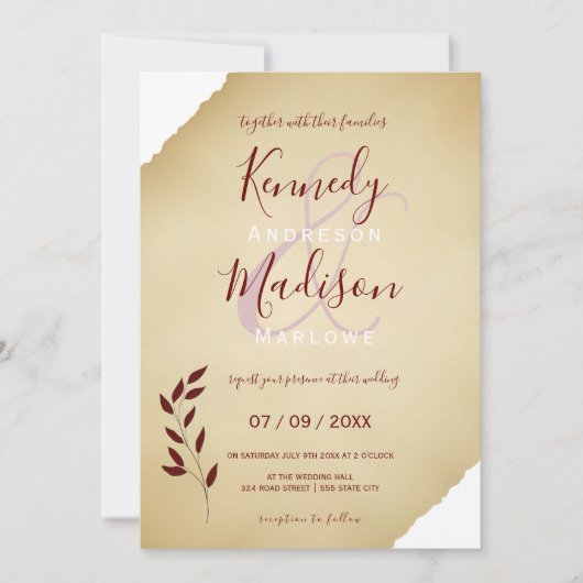 Wedding Torn Sepia Geometric Non-Binary Kaart (Voorkant)