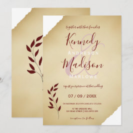 Wedding Torn Sepia Geometric Non-Binary Kaart