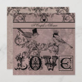 Wedding Tortelduifjes Couple's Shower Invitation Kaart (Voorkant / Achterkant)