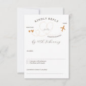 Wedding Travel Flight Plane Kindly Reply RSVP Kaartje (Voorkant)