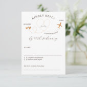 Wedding Travel Flight Plane Kindly Reply RSVP Kaartje (Staand voorkant)