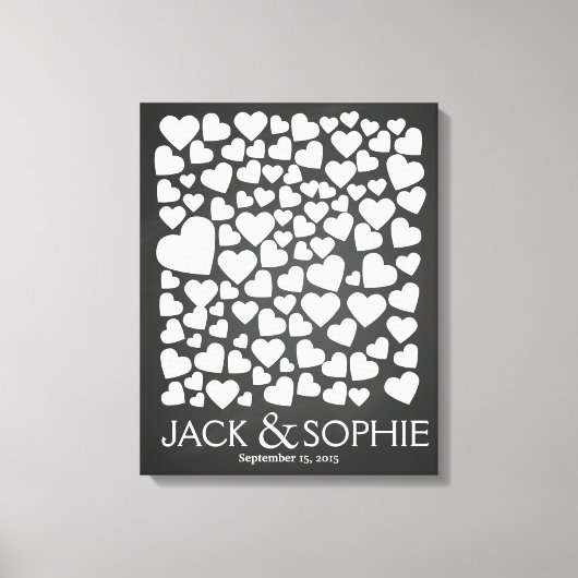 Wedding Tree Signature Gastenboek Hartkrijt Canvas Afdruk (Voorkant)