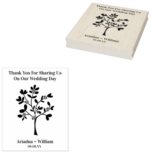 Wedding Tree with Roses for Thank Guests Rubberstempel (Gestempeld)