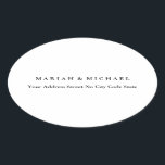 Wedding Trend Minimalist Professionele Naam Adres Ovale Sticker<br><div class="desc">Degenen die het zien zullen zeggen wat een simpel ontwerp is en zullen hun ogen niet van dit product kunnen aftrekken. Het is een zeer elegant, zeer esthetisch en zeer eenvoudig perfect ontwerp. Met een dergelijke eenvoud zult u onmiddellijk nadenken over wat een mooie persoonlijkheid u hebt en over de...</div>