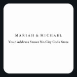 Wedding Trend Minimalist Professionele Naam Adres Vierkante Sticker<br><div class="desc">Degenen die het zien zullen zeggen wat een simpel ontwerp is en zullen hun ogen niet van dit product kunnen aftrekken. Het is een zeer elegant, zeer esthetisch en zeer eenvoudig perfect ontwerp. Met een dergelijke eenvoud zult u onmiddellijk nadenken over wat een mooie persoonlijkheid u hebt en over de...</div>