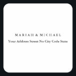 Wedding Trend Minimalist Professionele Naam Adres Vierkante Sticker<br><div class="desc">Degenen die het zien zullen zeggen wat een simpel ontwerp is en zullen hun ogen niet van dit product kunnen aftrekken. Het is een zeer elegant, zeer esthetisch en zeer eenvoudig perfect ontwerp. Met een dergelijke eenvoud zult u onmiddellijk nadenken over wat een mooie persoonlijkheid u hebt en over de...</div>