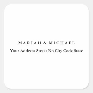 Wedding Trend Minimalist Professionele Naam Adres Vierkante Sticker