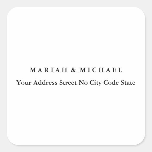 Wedding Trend Minimalist Professionele Naam Adres Vierkante Sticker (Voorkant)