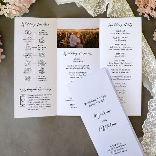 Wedding Trifold Program Infographic Timeline Flyer