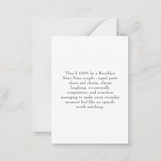 Wedding Trivia Game Modern Script Fun Facts Notitiekaartje (Achterkant)