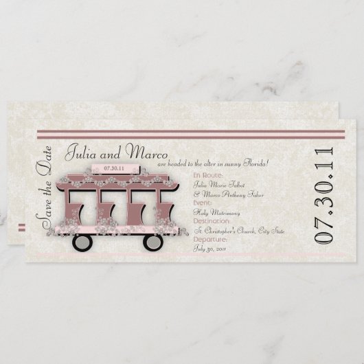 Wedding Trolley Uitnodiging (Voorkant / Achterkant)