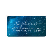 Wedding Turquoise Blauwgroen Aqua Blue Stars Etiket (Voorkant)