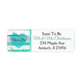Wedding Turquoise Blauwgroen en White Wood Labels