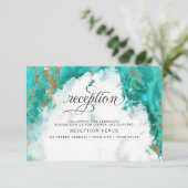 WEDDING| Turquoise Waterverf Geode BarefootBride™ Kaart (Staand voorkant)