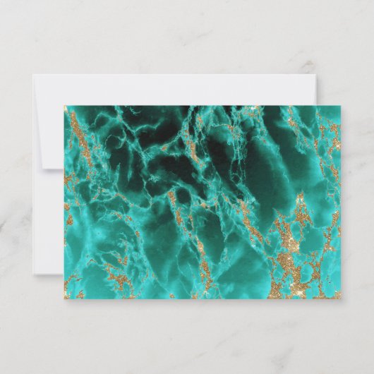 WEDDING| Turquoise Waterverf Geode BarefootBride™ Kaart (Achterkant)