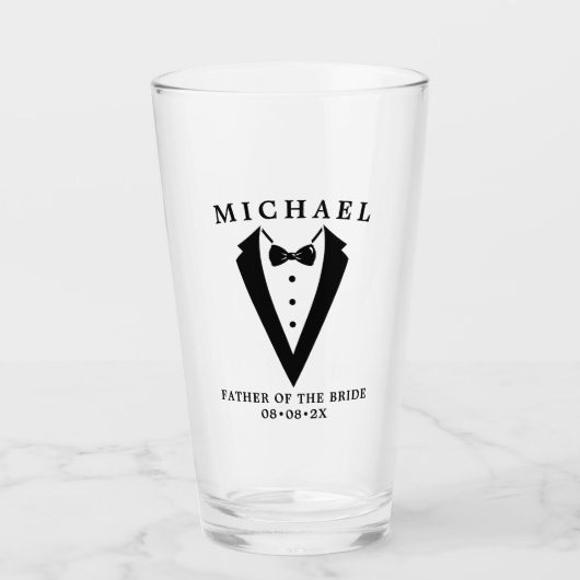 Wedding Tuxedo gepersonaliseerde vader van de brid Glas (Voorkant)