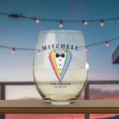 Wedding Tuxedo personaliseerde de Gay Groom Pride Wijnglas Zonder Voet