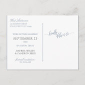 Wedding Typografie Save-the-Date - Dusty Blue Aankondigingskaart (Achterkant)