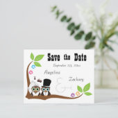 Wedding Uil Bruid en bruidegom Save the Date Aankondigingskaart (Staand voorkant)