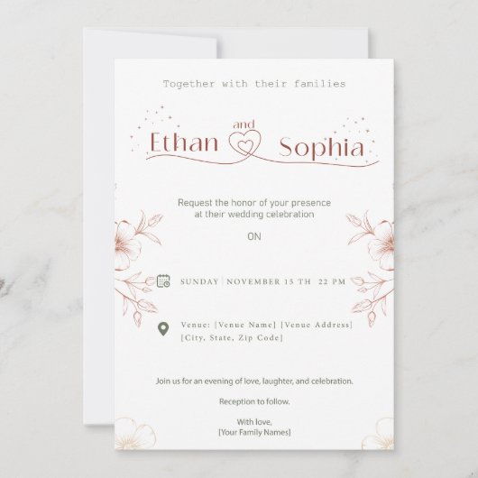 Wedding Uitnodiging Card Design Online (Voorkant)