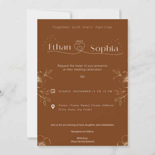 Wedding Uitnodiging Card Design Online (Achterkant)