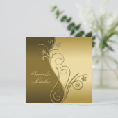 Wedding Uitnodiging Classy Brown Gold Floral (Staand voorkant)