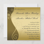 Wedding Uitnodiging Classy Brown Gold Floral (Achterkant)