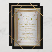 Wedding-uitnodiging, Great Gatsby, Silver b Kaart (Voorkant / Achterkant)