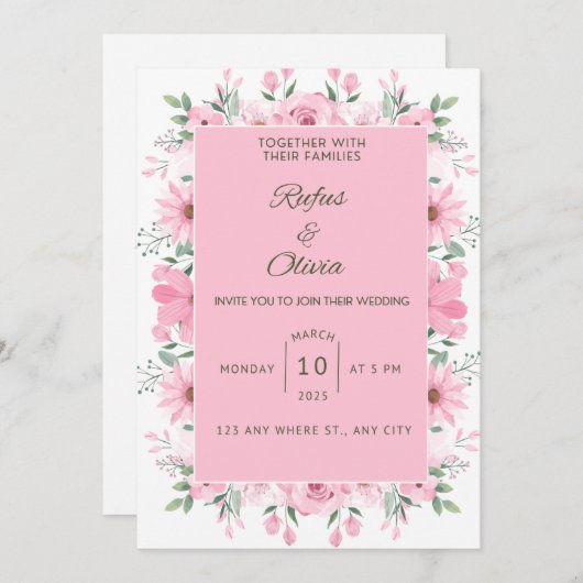 Wedding-uitnodiging. Kaart (Voorkant / Achterkant)