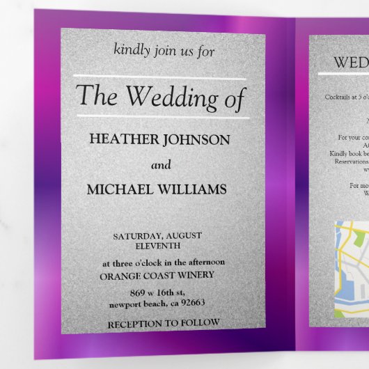 wedding uitnodiging Uitnodiging met drie luiken (Binnenzijde eerst)