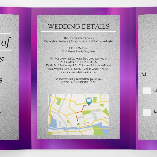 wedding uitnodiging Uitnodiging met drie luiken (Binnenkant midden)