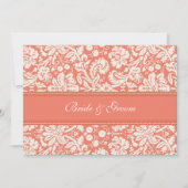 Wedding-uitvindingen Coral Cream Damask Kaart (Voorkant)