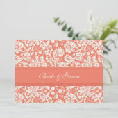 Wedding-uitvindingen Coral Cream Damask Kaart (Staand voorkant)