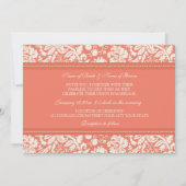 Wedding-uitvindingen Coral Cream Damask Kaart (Achterkant)
