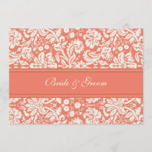 Wedding-uitvindingen Coral Cream Damask Kaart