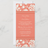 Wedding-uitvindingen Coral Cream Damask Kaart (Achterkant)