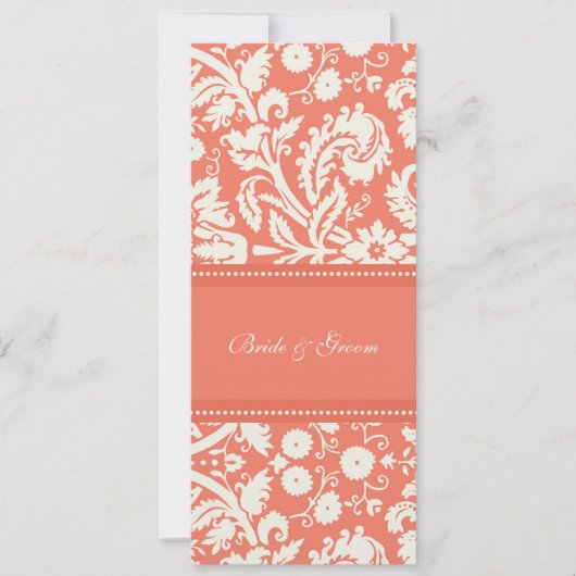 Wedding-uitvindingen Coral Cream Damask Kaart (Voorkant)