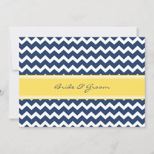 Wedding-uitvindingen Lemon Blue Chevron Kaart (Voorkant)