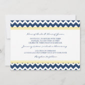 Wedding-uitvindingen Lemon Blue Chevron Kaart (Achterkant)