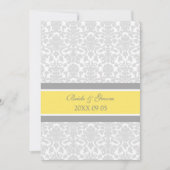 Wedding-uitvindingen Lemon Grey White Damask Kaart (Voorkant)