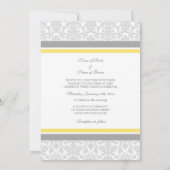 Wedding-uitvindingen Lemon Grey White Damask Kaart (Achterkant)