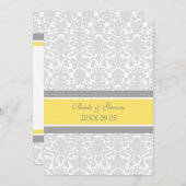 Wedding-uitvindingen Lemon Grey White Damask Kaart (Voorkant / Achterkant)