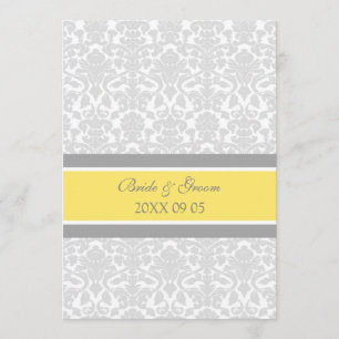 Wedding-uitvindingen Lemon Grey White Damask Kaart