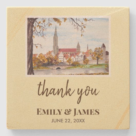 Wedding Ulm Minster Germany Farida Greenfield Stenen Onderzetter (Voorkant)