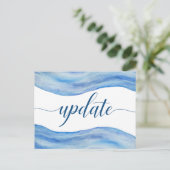 Wedding Update Briefkaart - Coastal Wave Waterverf (Staand voorkant)