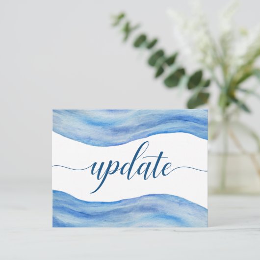 Wedding Update Briefkaart - Coastal Wave Waterverf (Staand voorkant)