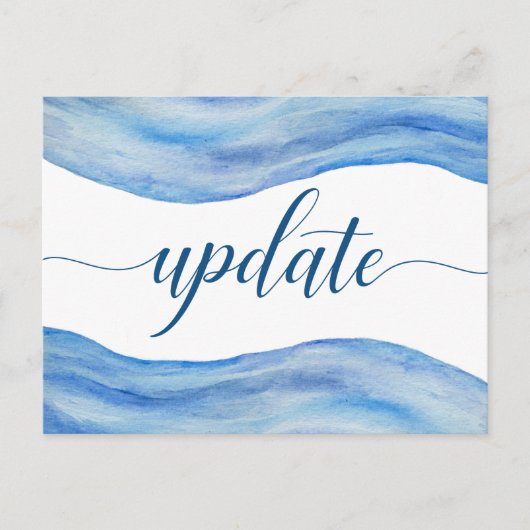 Wedding Update Briefkaart - Coastal Wave Waterverf (Voorkant)