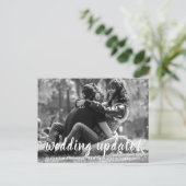 WEDDING UPDATE verandert Letter BUDGET Fotobruilof Briefkaart (Staand voorkant)